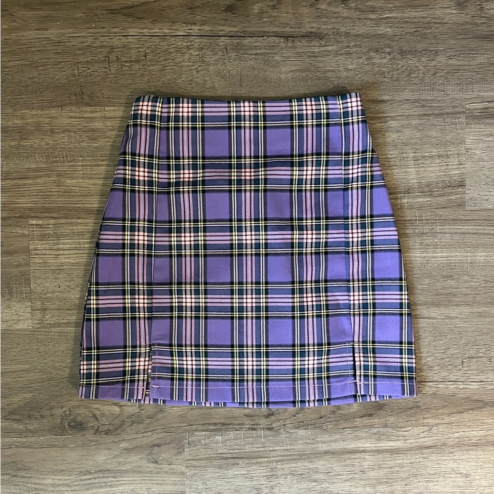 John Galt Purple Plaid Mini Skirt